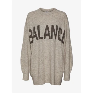 Light Grey Ribbed Oversize Sweater Noisy May Balance - Women