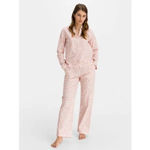 Růžová dámská košile na spaní pajama in poplin