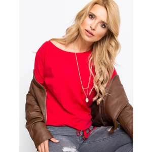 Basic red blouse with long sleeves