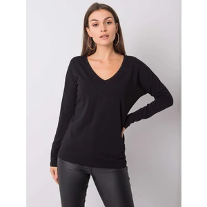 Black cotton blouse with long sleeves