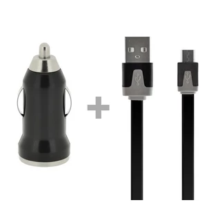 4-OK autós töltő + Adatkábel USB, 1 AMP, black