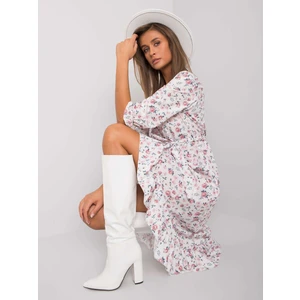 White asymmetric dress with flowers