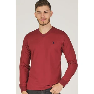 V4002 DEWBERRY V COLLAR MEN'S SWEATSHIRT-BURGUNDY