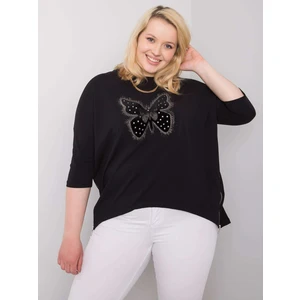 Black cotton blouse with an application