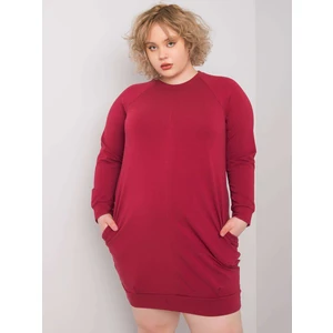 Larger size chestnut dress with long sleeves
