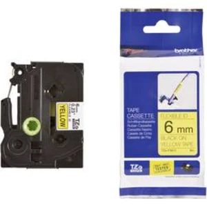 Brother TZ-FX611 / TZe-FX611, 6mm x 8m, černý tisk/žlutý podklad, originální páska