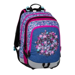 Školní batoh pro prvňáčky ALFA 20 A BLUE/PINK/WHITE, motiv květin, holčičí, růžová, dívky, kytky