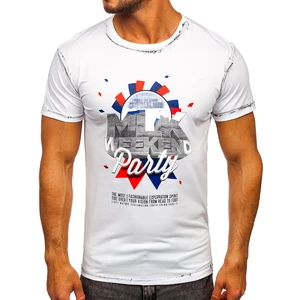 Tricou cu imprimeu alb bărbați Bolf s028