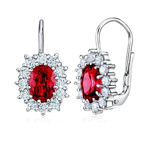 Silvego Stříbrné náušnice s červenými zirkony Swarovski 	SILVEGOB31571-SR