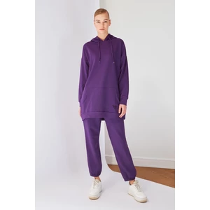 Trendyol Purple Hooded Knitted Tracksuit Set