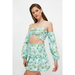 Trendyol Colorful Floral Patterned Gipe Detailed Bottom-Top Set