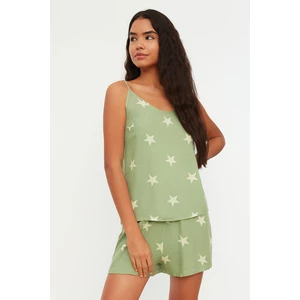 Trendyol Green Star Viscose Woven Pajamas Set