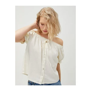 Koton Off-the-Shoulder Shirt with Linen Blend