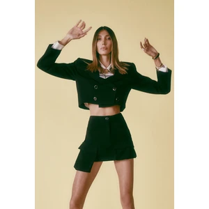 Trendyol X Sagaza Studio Black Double Breasted Crop Jacket
