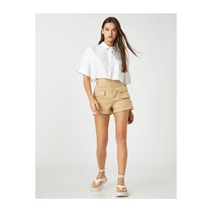 Koton Jeans Shorts With Belt Detailed High Waist Pockets.