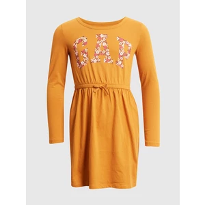 Dievčenské bavlnené šaty GAP oranžová farba, mini, áčkový strih