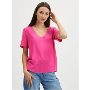 Dark pink women's basic T-shirt VILA Paya - Women