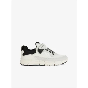 Black & White Boys Sneakers with Suede Details Geox - Boys