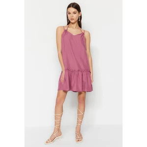 Trendyol Dried Rose Mini Skirt with Ruffles, Mini Woven Dress