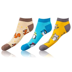 Bellinda <br />
CRAZY IN-SHOE SOCKS 3x - Moderné farebné nízke crazy ponožky unisex - hnedá - žltá - modrá
