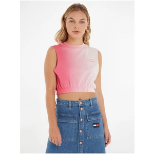 Růžový dámský crop top Tommy Jeans - Dámské