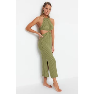 Trendyol Green Fitted Maxi Knitted Beach Dress with Accessories