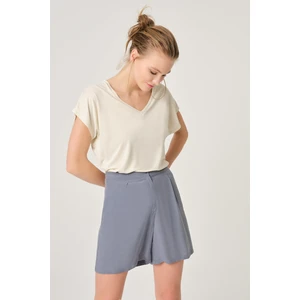 Dagi Blue Cupro Pleated Shorts