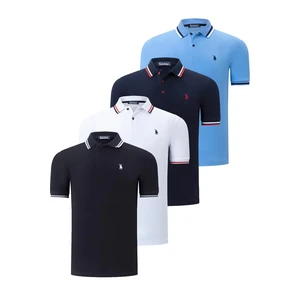 QUAD SET T8594 DEWBERRY MENS T-SHIRT-BLACK-WHITE-NAVY-LIGHT BLUE