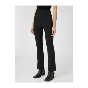 Koton Slit Spanish-Length Pants with Stitching Detail High Waist.