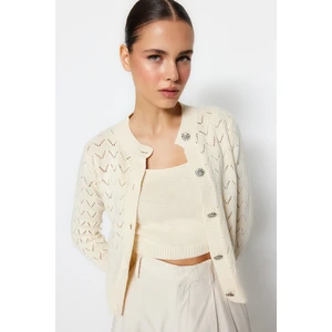 Trendyol Stone Button Detailed Blouse-Cardier Suit with Openwork/Eyeholes