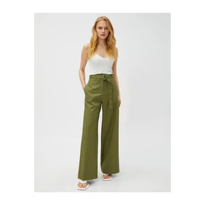 Koton Linen-Mixed Trousers Wide Leg With Belt.