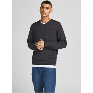 Tmavě šedý lehký svetr Jack & Jones Tons - Pánské