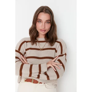 Trendyol Stone Crop Basic Striped Knitwear Sweater