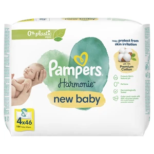 PAMPERS Ubrousky vlhčené Harmonie New Baby Plastic Free 4x46 ks