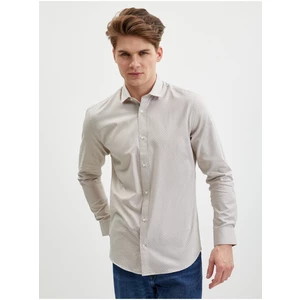 Světle šedá pánská vzorovaná košile Jack & Jones Scandic - Pánské