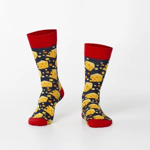 Dark blue yellow men's cheese socks