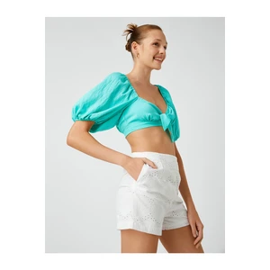 Koton Şahika Ercümen X - Bow Detail Crop Blouse