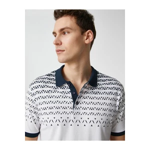 Koton Polo Neck T-Shirt with Buttons in a Slim-fit Fit with Abstract Print Detail.