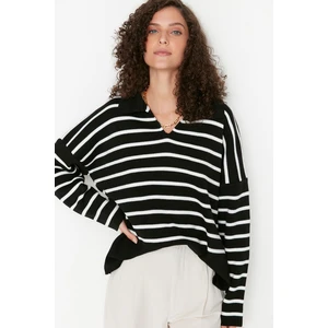 Trendyol Black Oversized Polo Neck Knitwear Sweater