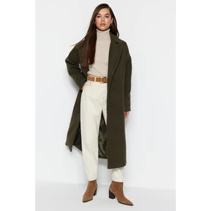 Trendyol Khaki Oversize Wide Cut Long Wool Cachet Coat