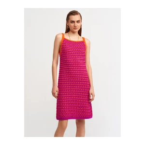 Dilvin 90115 Thick Textured Knitwear Dress-raspberry