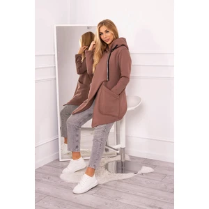 Insulated sweatshirt with mocca asymmetrical zipper