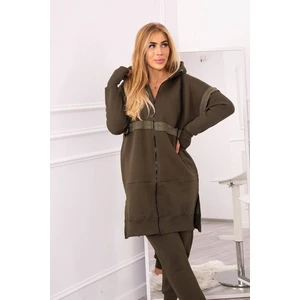 Insulated set with a long sweatshirt in khaki color