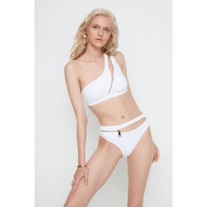 Trendyol X Moeva White Zipper Detailed Bikini Bottoms