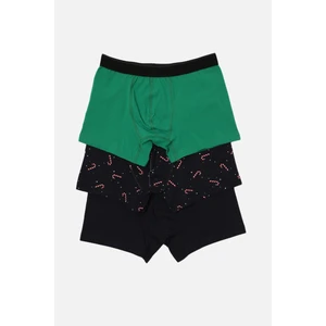 Trendyol Navy Blue Men's 3-Pack Boxer Christmas Themed