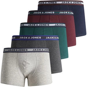 Jack&Jones 5 PACK - pánské boxerky 12165348 Dark Grey Melange S