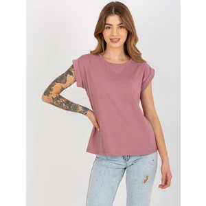 Women's basic T-shirt with round neckline - pink