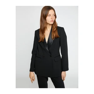 Koton Double Breasted Blazer Jacket with Satin Detail