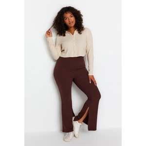 Trendyol Curve Brown Spanish Slit Knitted Trousers