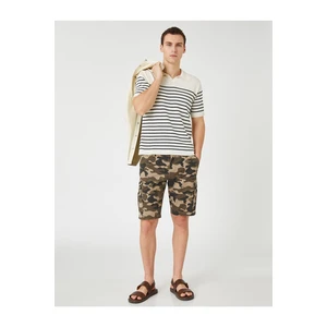 Koton Cargo Shorts Camouflage Printed Buttoned with Pocket Detail